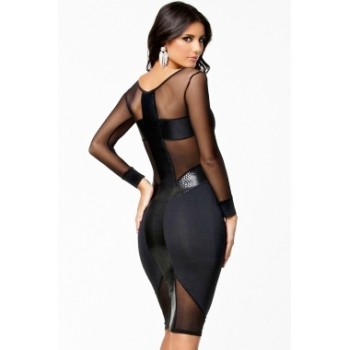 Black mesh bodycon dress